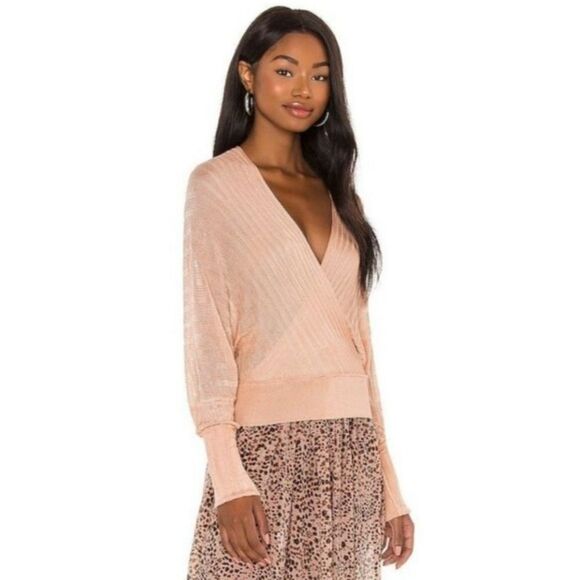 Free People Pluto Wrap Semi-Sheer Long Sleeve Sweater Top in Rose Wine XS - Picture 2 of 11